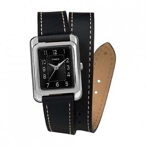 Timex Addison 25mm black Double Wrap Leather Strap Watch